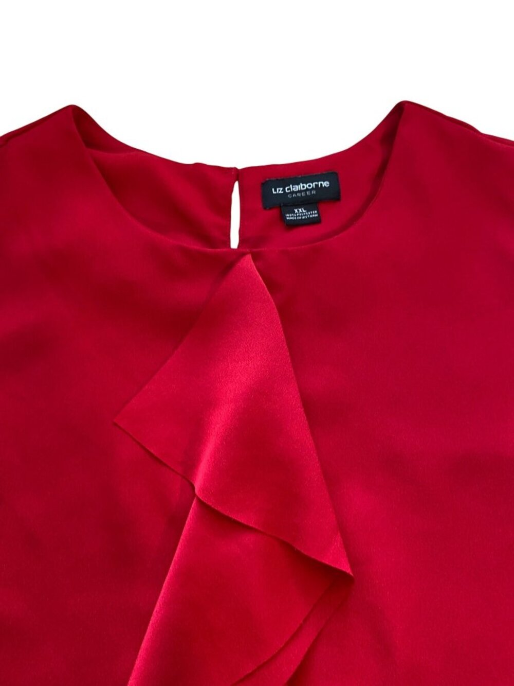 Liz Claiborne Women's XXL Red Sleeveless Blouse Ruffle Front Career Office - Picture 9 of 9